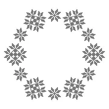 Round frame of cross-stitch black stars elements イラスト素材