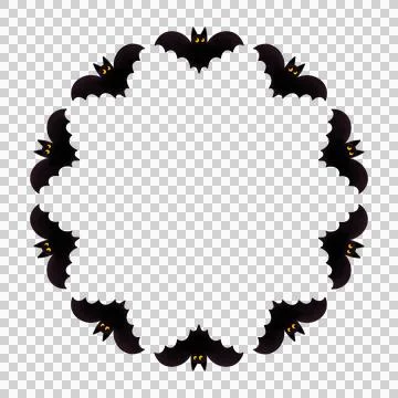 Round frame with cute bat, hand-drawn illustration spooky style Stock Illustration