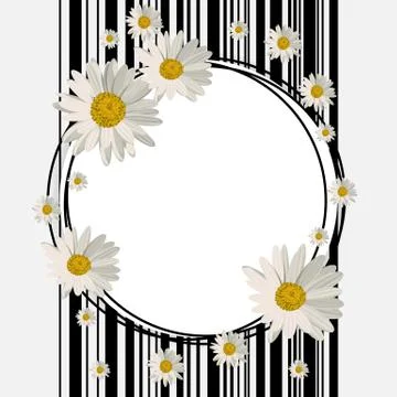 Round frame with daisies Stock Illustration