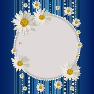 Round frame with daisies Stock Illustration