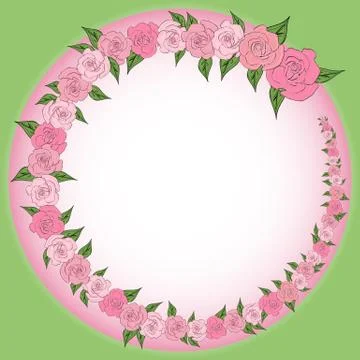 A round frame decorated with a wreath from gradually decreasing, increasing r Stock Illustration