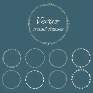 Round frame with decorative branch Illustrazione stock