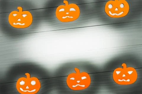 Round frame with different pumpkin paper silhouettes Stock Photos