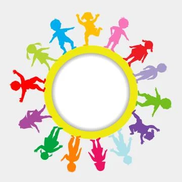 Round frame with doodle children Stock Illustration