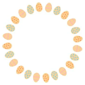Round frame with Easter eggs on white background. Vector image. Stock Illustration