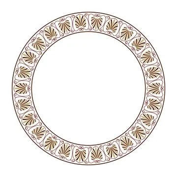 Round frame with floral pattern. Seamless classic Greek ornament. Round  Stock Illustration