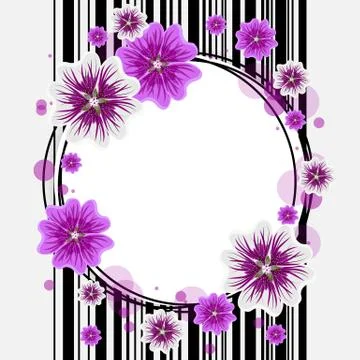 Round frame with flowers Stock Illustration