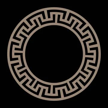 Round frame in the form of a gold Celtic pattern. Round frame with Greek seamles Stock Illustration