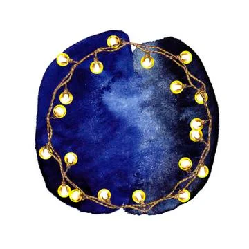 Round frame with garland. 스톡 일러스트