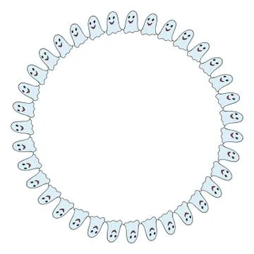 Round frame with ghost for Halloween. Vector image. Stock Illustration