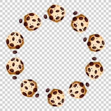 Round frame. Gingerbread with chocolate. Delicious hand-drawn cookies. Illustrazione stock
