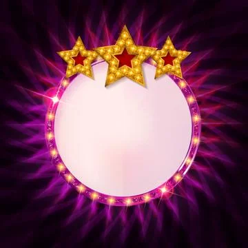 Round frame with glowing shiny light bulbs Stock Illustration