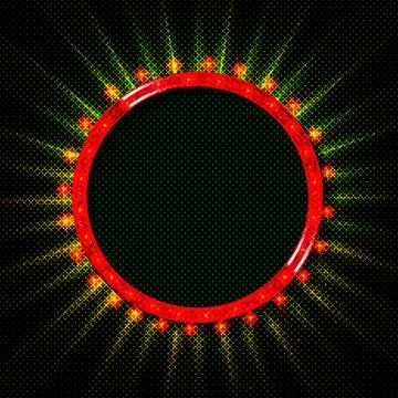 Round frame with glowing shiny light bulbs Stock Illustration