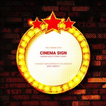Round frame with glowing shiny light bulbs Stock Illustration