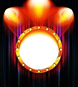 Round frame with glowing shiny light bulbs Stock Illustration