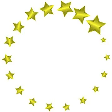 A round frame of golden five-pointed stars with a smooth, shiny surface. Gol Stock Illustration