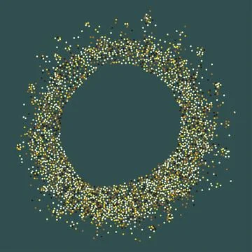 Round frame of golden glitter dots Stock Illustration
