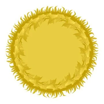 Round frame with grass and leaves Stock Illustration