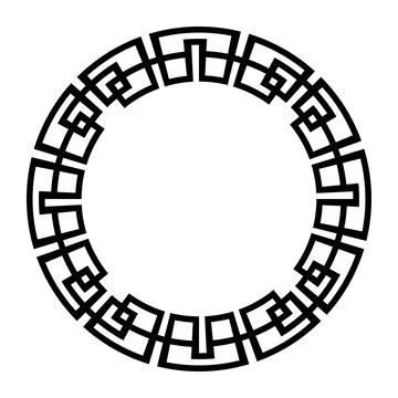 Round frame with greek key meanders. Circular Geometric frame Stock Illustration