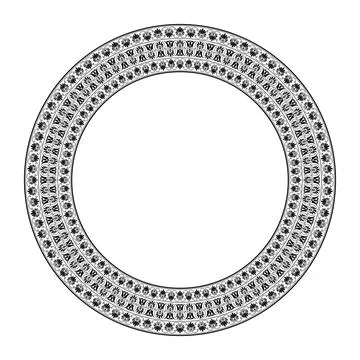 Round frame Greek pattern. Greek ornament, meander. Round frame, Greek palmette  Stock Illustration