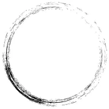 Round frame grunge ring circle, draw grunge brush, cup imprint Stock Illustration