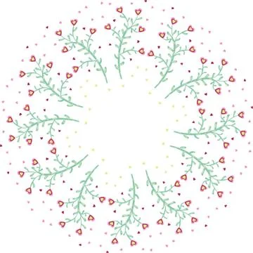 Round frame with heart flowers vector illustration Stock-Illustration