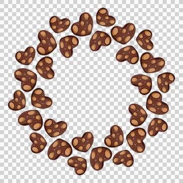 Round frame. Heart-shaped gingerbread. Delicious hand-drawn cookies. Stock Illustration