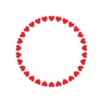 Round frame of hearts, isolated vector romantic round frames with hearts Stock Illustration