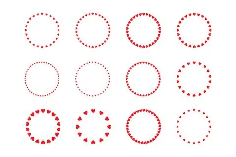 Round frame of hearts, isolated vector romantic round frames with hearts Stock Illustration