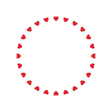 Round frame of hearts, isolated vector romantic round frames with hearts Stock Illustration
