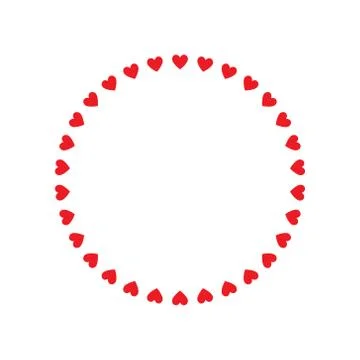 Round frame of hearts, isolated vector romantic round frames with hearts. Stock Illustration