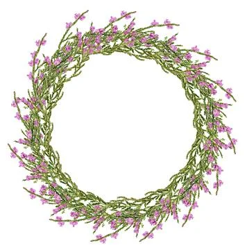 Round frame with heather Stock Illustration