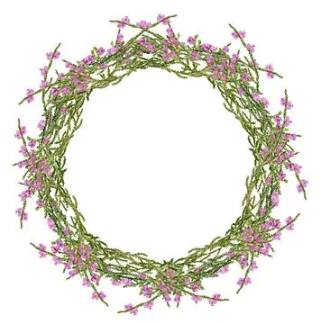 Round frame with heather Stock Illustration