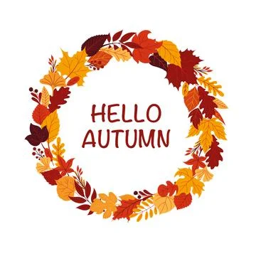 Round frame Hello Autumn Stock Illustration