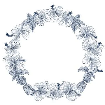 Round frame hibiscus Stock Illustration