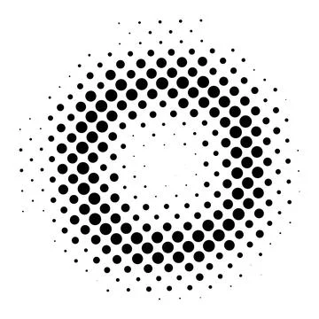 Round frame of large and small halftone dots Stock Illustration