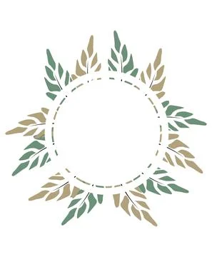 Round frame of leaf. Exotic leaves and plants, collected in a composition in a Stock Illustration