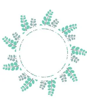 Round frame of leaf. Exotic leaves and plants, collected in a composition in a Stock Illustration