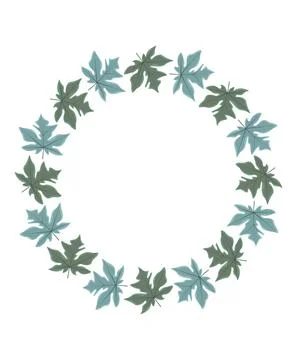 Round frame of leaf. Exotic leaves and plants, collected in a composition in a Stock Illustration
