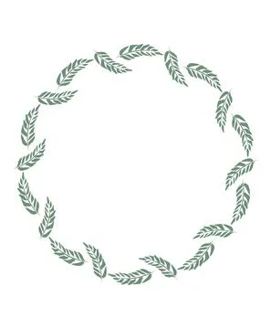Round frame of leaf. Exotic leaves and plants, collected in a composition in a Illustrazione stock
