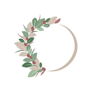Round frame with leaves and berries. Stock Illustration