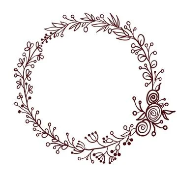 Round frame of leaves isolated on white background. Vector illustration EPS10 Stock Illustration