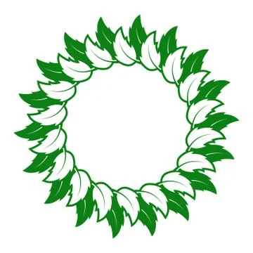 Round frame of leaves. Simple design for text images or drawings Stock Illustration