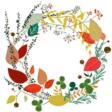 Round frame of leaves in vector Stock Illustration