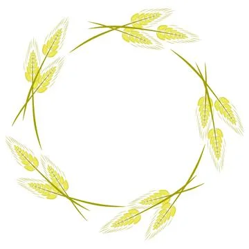 A round frame with linear wheat ears and offset color. White background. Stock Illustration