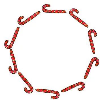Round frame is made of candy cane. New Year and Christmas backgrounds and tex Stock Illustration