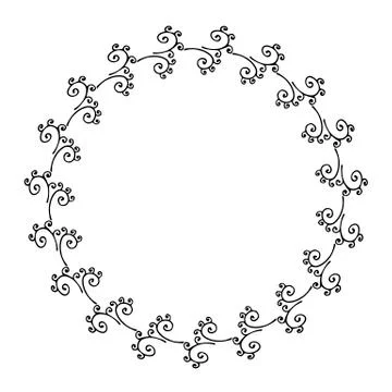 Round frame made of decorative elements. Beautiful wreath on white background Stock Illustration