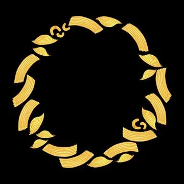 Round frame made of different types of Italian pasta for designing menus Stock Illustration