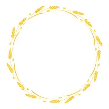Round frame made of golden wheat or rye ears. Vector autumn wreath, border .. Stock Illustration