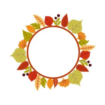 Round frame made of leaves Stock Illustration